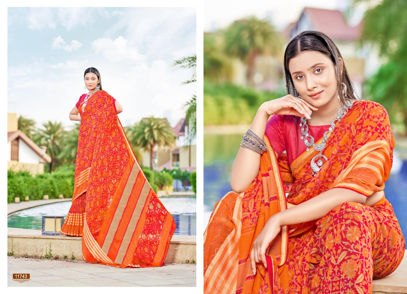 SENHORA Heavy Georgette Designer Fancy Wear Latest Saree Collection 